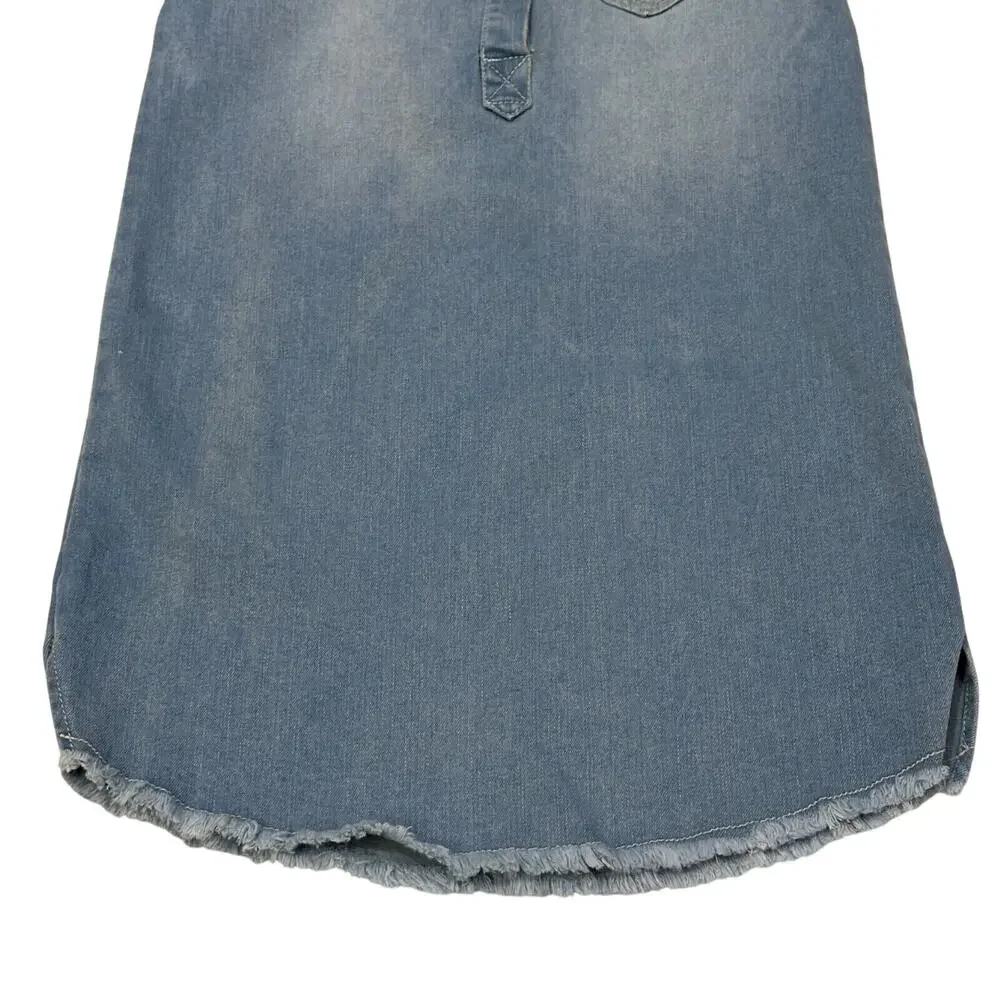 Kidpik Girls Size 10 NWT‎ Denim Shirt Dress Frayed Hem Button Front Long Sleeve